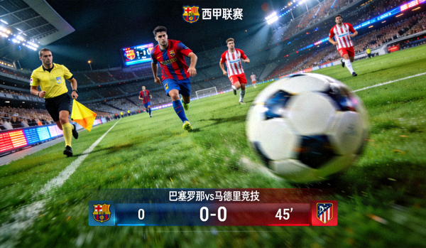 巴塞罗那对阵马德里竞技西甲足球比赛直播画面