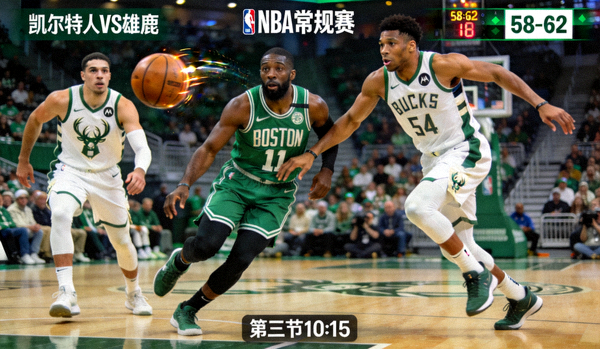 波士顿凯尔特人对阵密尔沃基雄鹿NBA篮球比赛直播画面